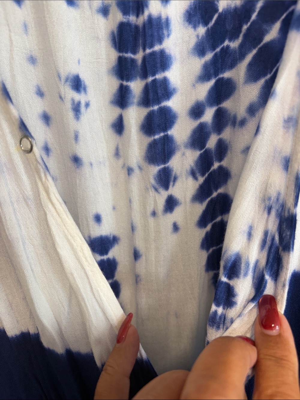 Japna Navy and White Tie-Dye Wrap Maxi Dress with Side Tie - Picture 15 of 15